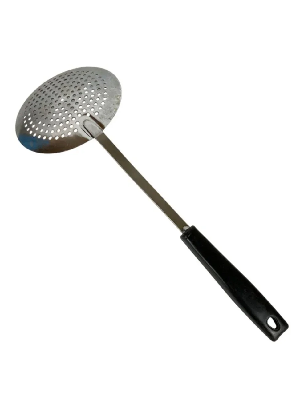 Ekco Chromium Plated Skimmer With Black Handle Vintage Kitchen Utensil